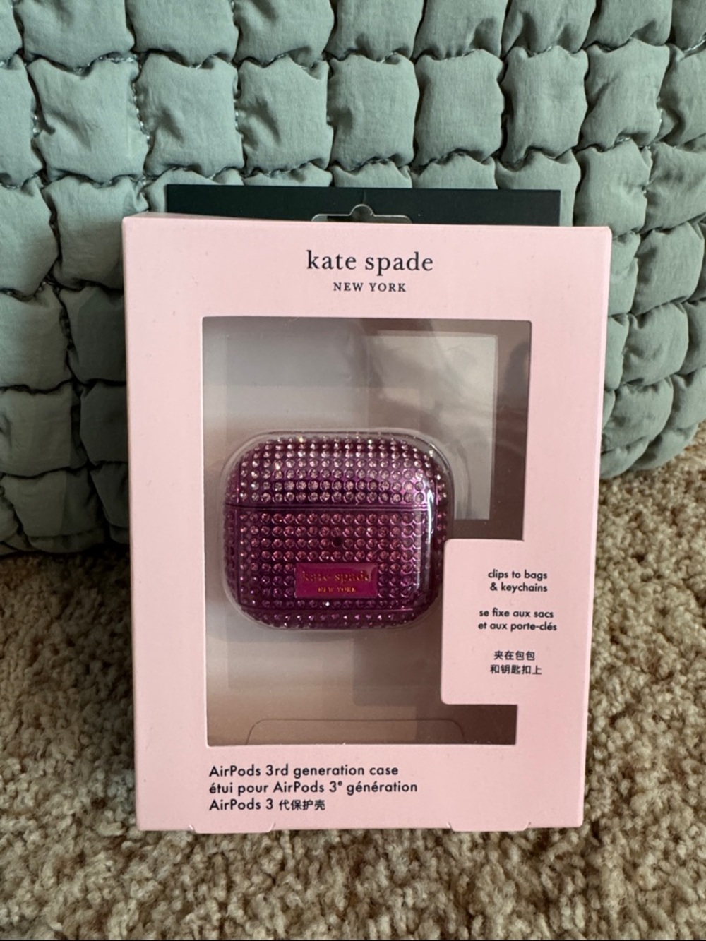 kate spade jeweled purple AirPods 3rd Gen Case with Clip